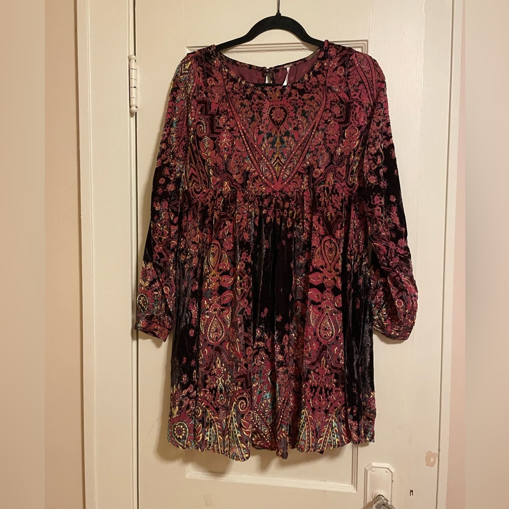 Free People burnout velvet mini dress, size XS